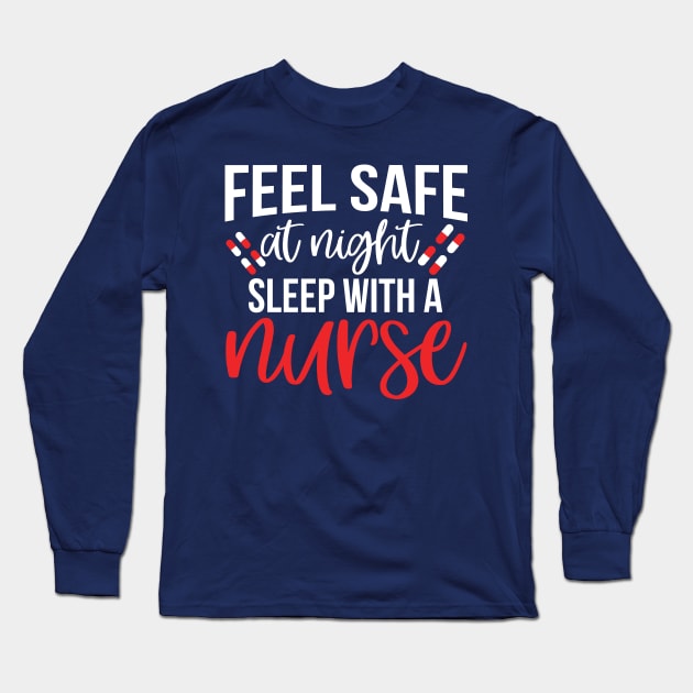 Feel save at night sleep with a nurse Long Sleeve T-Shirt by mohamadbaradai